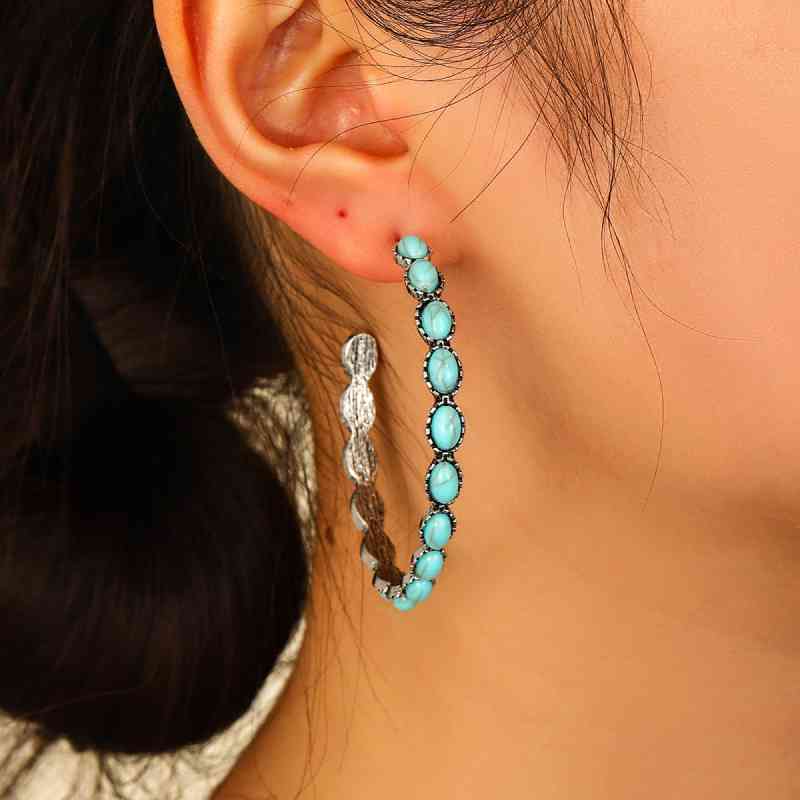 Artificial Turquoise C-Hoop Earrings - Blue Verve Boutique