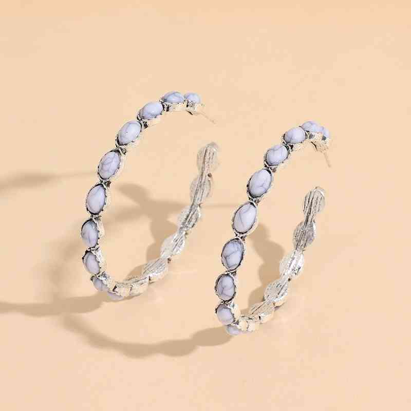 Artificial Turquoise C-Hoop Earrings - Blue Verve Boutique