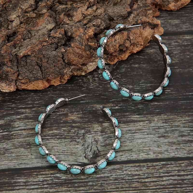 Artificial Turquoise C-Hoop Earrings - Blue Verve Boutique
