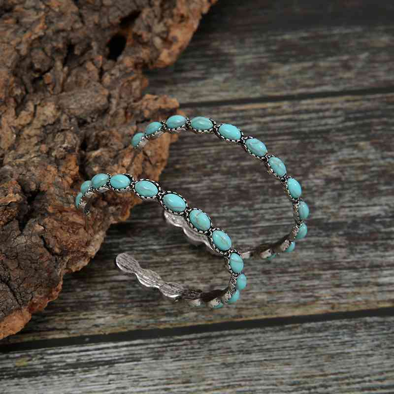 Artificial Turquoise C-Hoop Earrings - Blue Verve Boutique