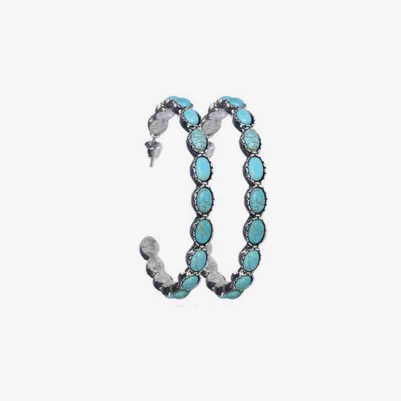 Artificial Turquoise C-Hoop Earrings - Blue Verve Boutique