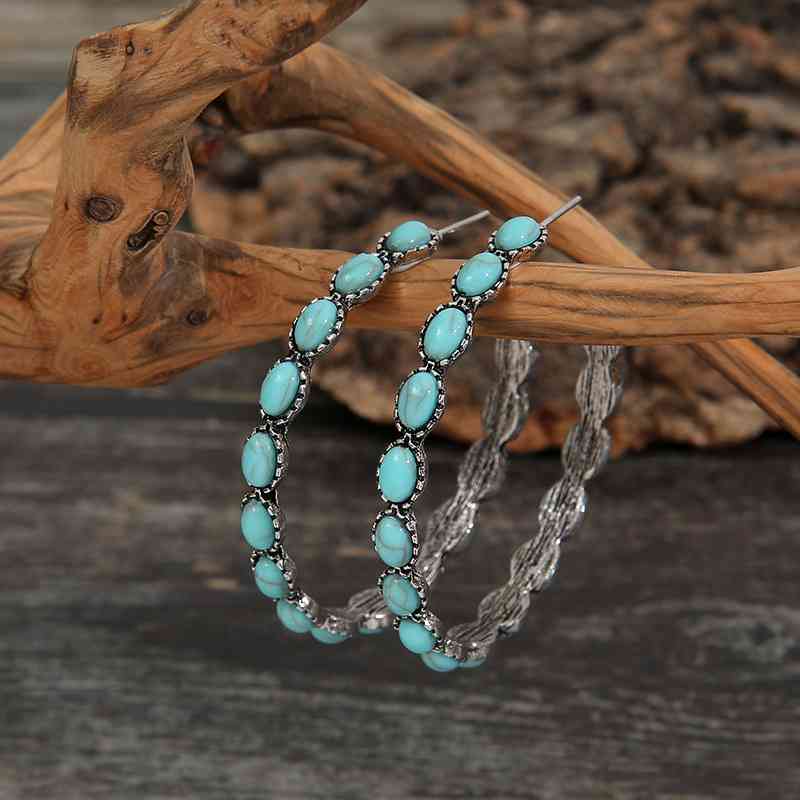 Artificial Turquoise C-Hoop Earrings - Blue Verve Boutique