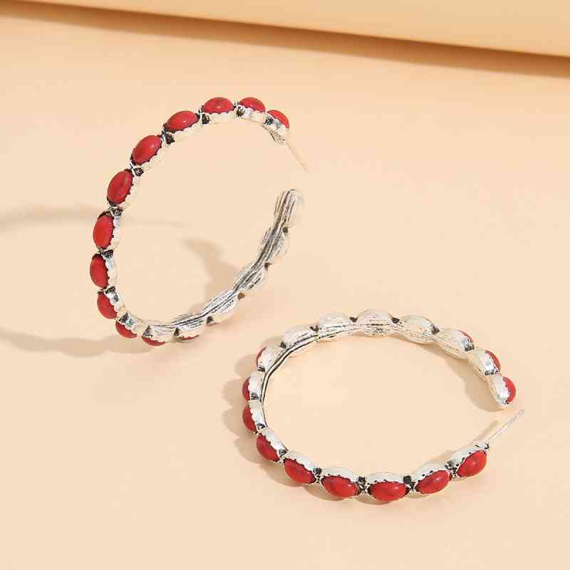 Artificial Turquoise C-Hoop Earrings - Blue Verve Boutique