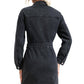 Buttoned Collared Neck Denim Mini Dress - Blue Verve Boutique