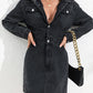 Buttoned Collared Neck Denim Mini Dress - Blue Verve Boutique