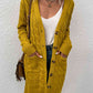 Cable-Knit Button Down Cardigan with Pockets - Blue Verve Boutique