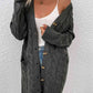 Cable-Knit Button Down Cardigan with Pockets - Blue Verve Boutique