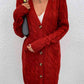 Cable-Knit Button Down Cardigan with Pockets - Blue Verve Boutique