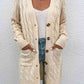 Cable-Knit Button Down Cardigan with Pockets - Blue Verve Boutique