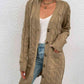 Cable-Knit Button Down Cardigan with Pockets - Blue Verve Boutique