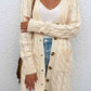 Cable-Knit Button Down Cardigan with Pockets - Blue Verve Boutique
