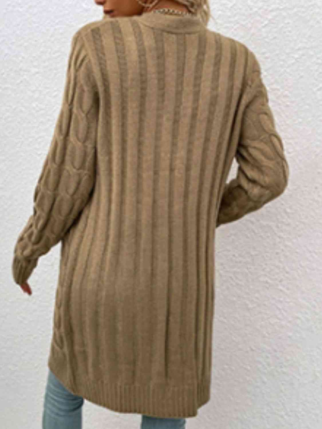 Cable-Knit Button Down Cardigan with Pockets - Blue Verve Boutique