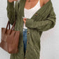 Cable-Knit Button Down Cardigan with Pockets - Blue Verve Boutique