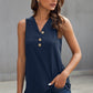 Ribbed Buttoned V-neck Tank - Blue Verve Boutique