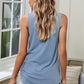 Ribbed Buttoned V-neck Tank - Blue Verve Boutique