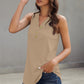 Ribbed Buttoned V-neck Tank - Blue Verve Boutique
