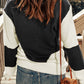 Two-Tone Openwork Rib-Knit Sweater - Blue Verve Boutique