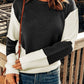 Two-Tone Openwork Rib-Knit Sweater - Blue Verve Boutique