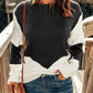 Two-Tone Openwork Rib-Knit Sweater - Blue Verve Boutique