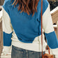 Two-Tone Openwork Rib-Knit Sweater - Blue Verve Boutique