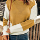 Two-Tone Openwork Rib-Knit Sweater - Blue Verve Boutique
