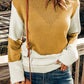 Two-Tone Openwork Rib-Knit Sweater - Blue Verve Boutique